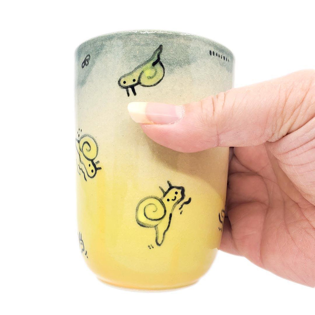Tall Tumbler - 12 oz - Yellow Snail by Dwadlings