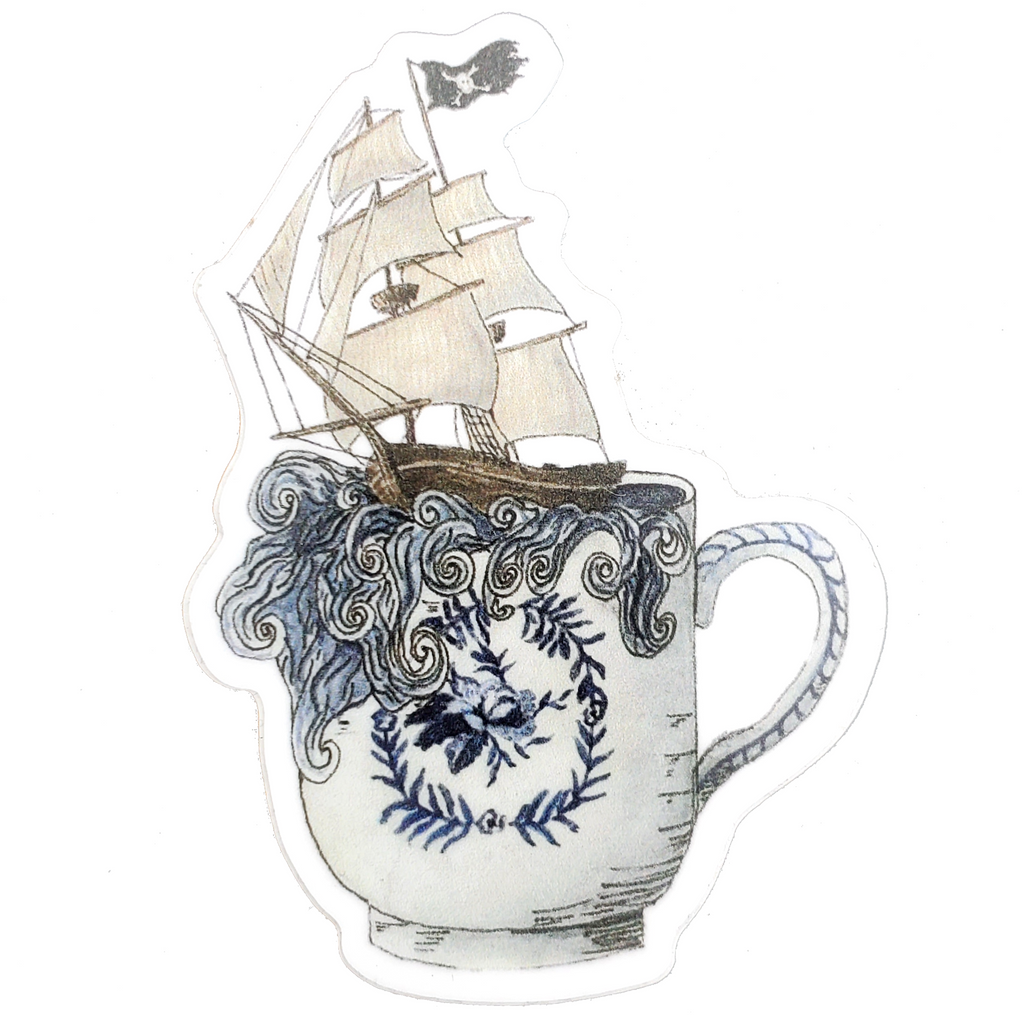 Sticker - Pirate Ship in a Stormy Teacup by Lizzy Gass