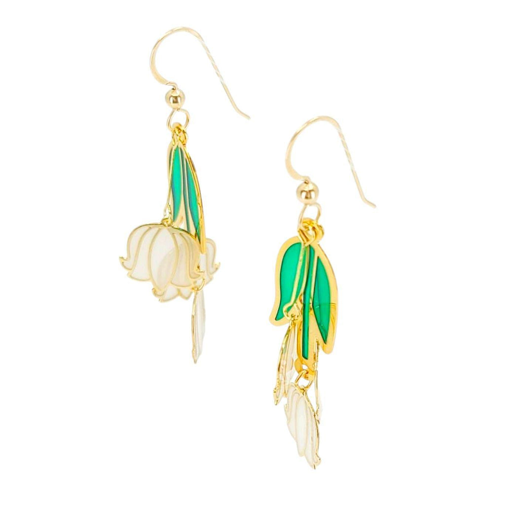 Earrings - Layered Lily of the Valley Dangles by Hemleva
