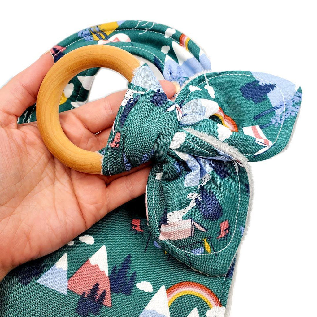 Gift Set - Campers Under the Rainbow Bib and Teething Ring by Port and Starbird