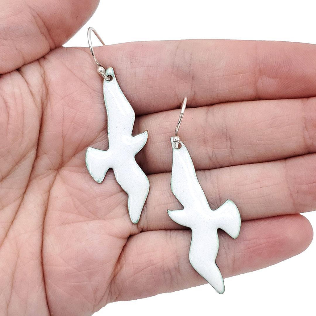 Earrings - Solid Long Seagull (White) by Magpie Mouse Studios