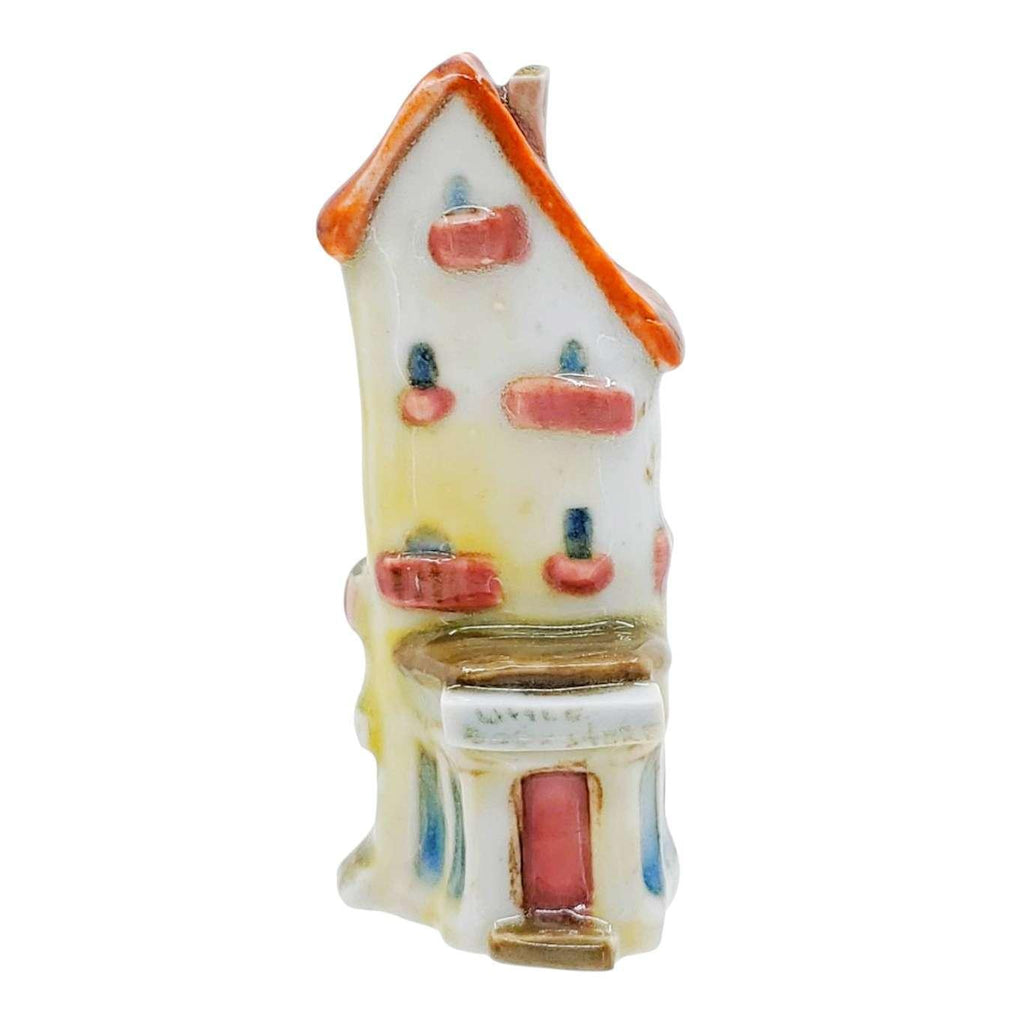 Collectible - Tiny House - Little Book Store (White Yellow Walls, Pink Doors, Orange Brown Roof) by Mist Ceramics