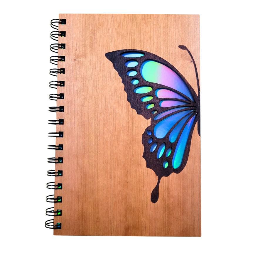 Journal - Blue Butterfly Cutout Wood Cover with Lined Pages by Bumble and Birch