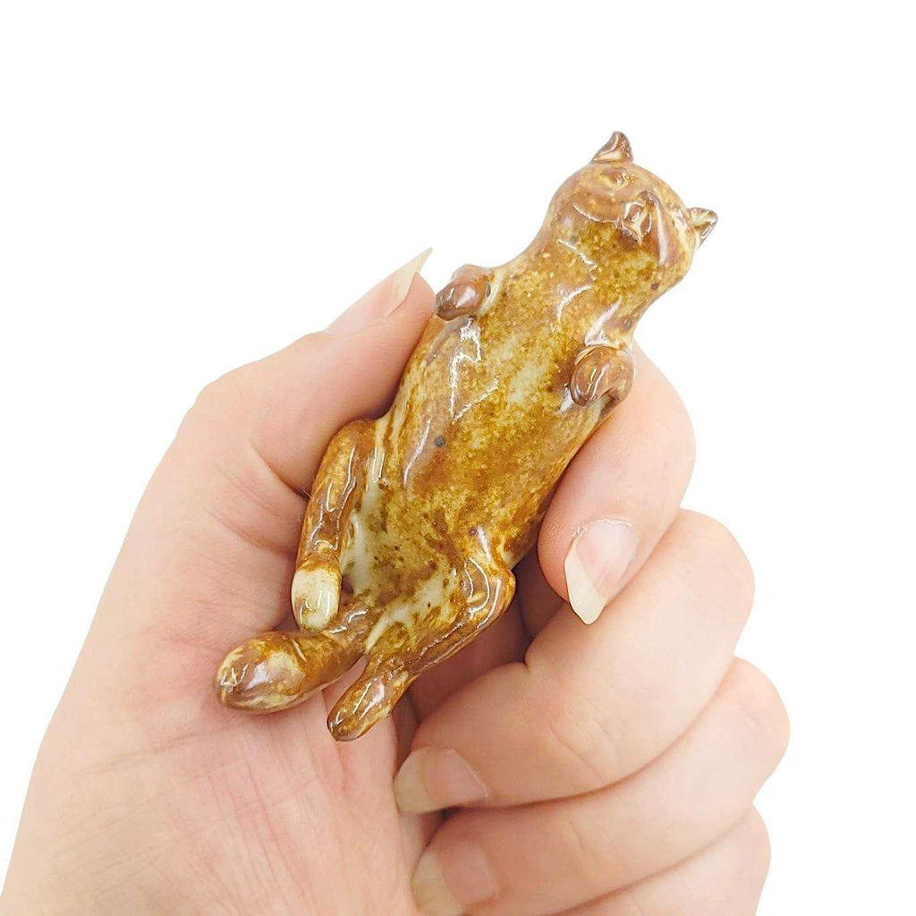 Collectible - Tea Pet Figurine (Light Brown Cat) by Mist Ceramics