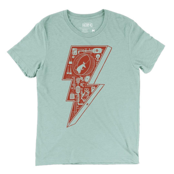 Adult Crew Neck - Power up Heather Dusty Blue Tee (XS - 2XL) by Factory 43