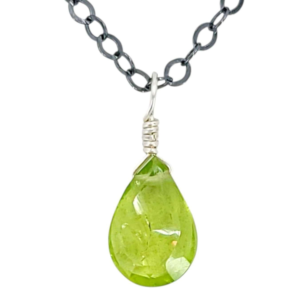 Necklace - Sterling Gemstone Drop (Peridot) by Foamy Wader