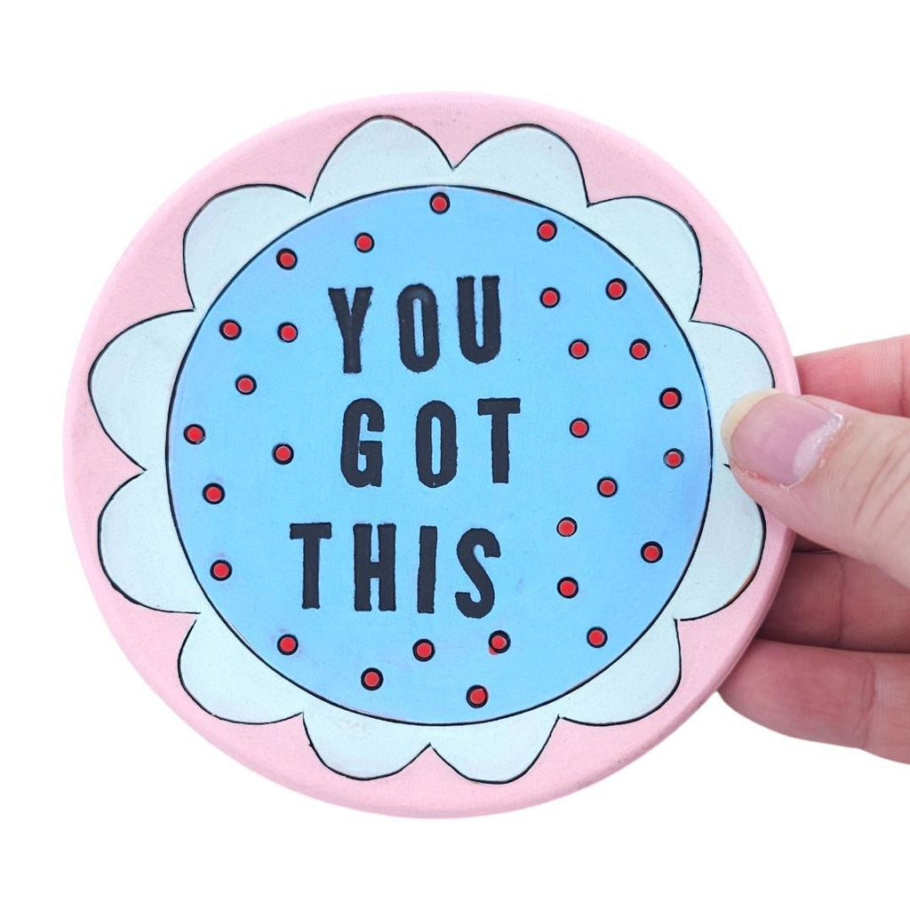 Ring Dish - 5in - You Got This (Blue) by Leslie Jenner Handmade