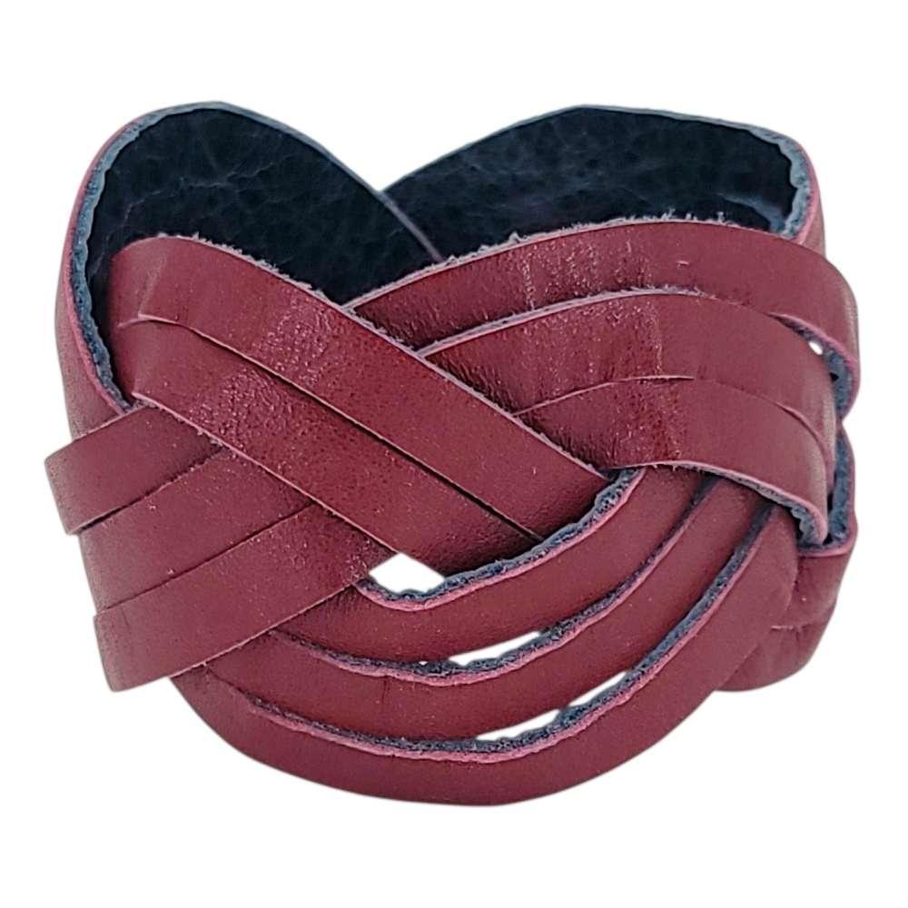 Cuff - Braid Reversible (Cranberry Red and Midnight Blue) by Oliotto