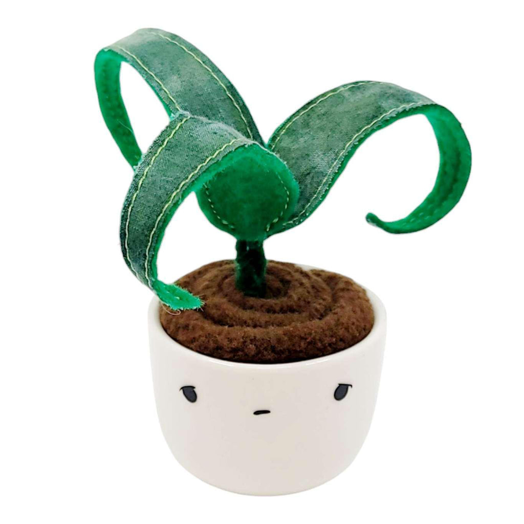 Collectible - Little Sprout Fabric Plant (Sad with Long Dark Green Leaves) by World of Whimm