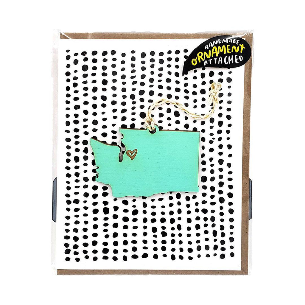 Ornament Card - Heart Seattle WA State (Aqua) by SnowMade