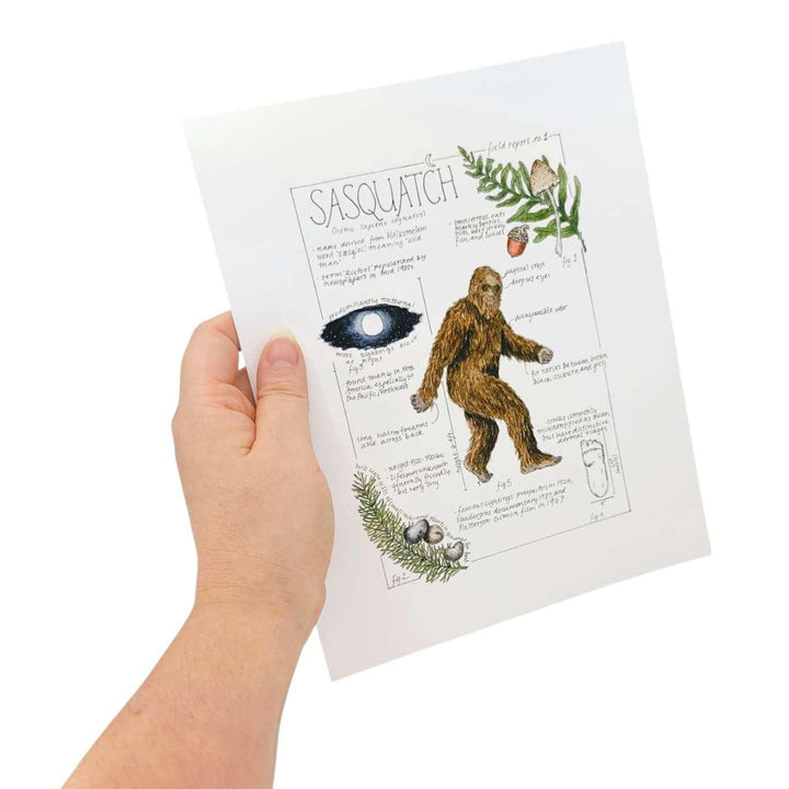 Art Print - 8x10 - Sasquatch Bigfoot Field Notes by Lizzy Gass