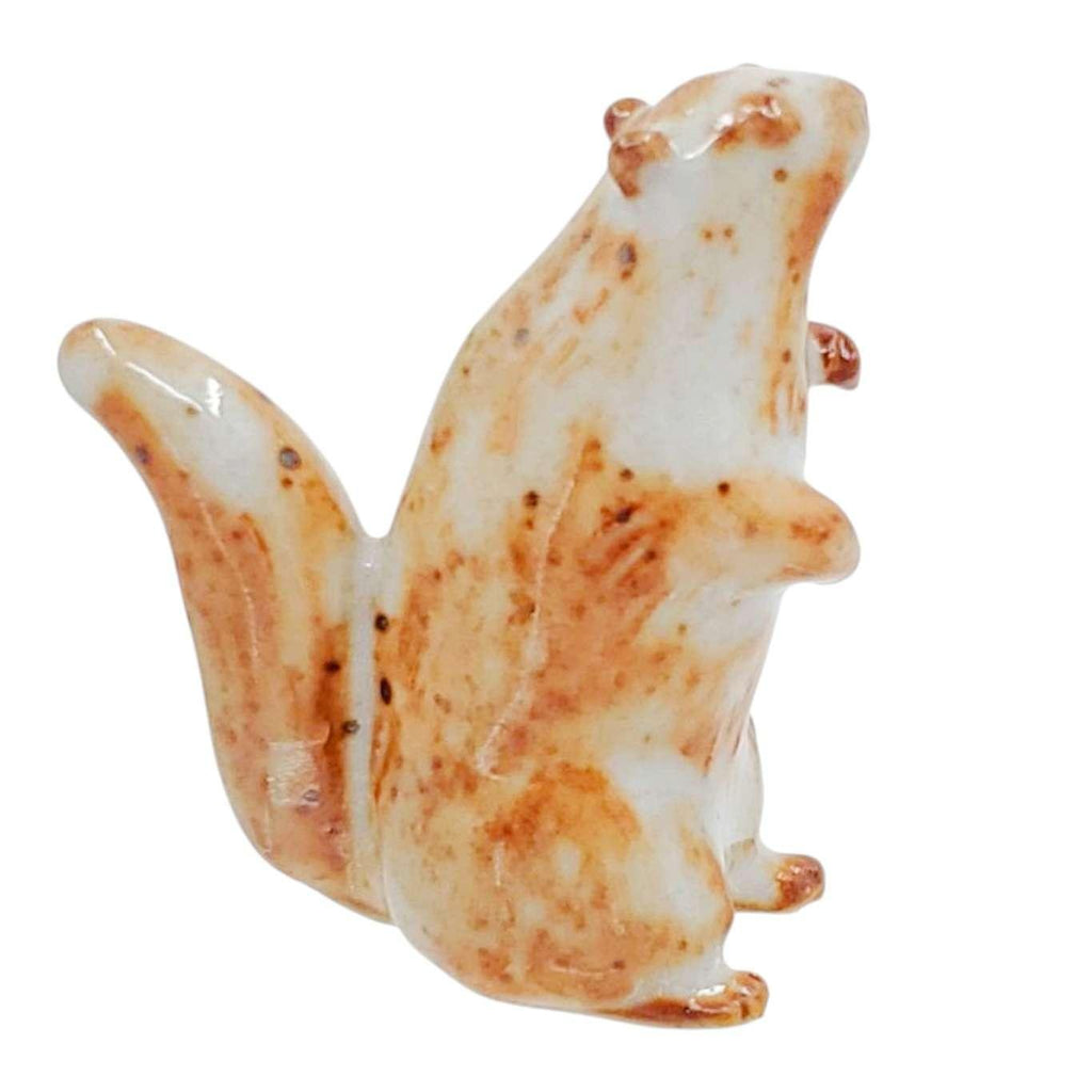 Collectible - Tea Pet Figurine (White Brown Squirrel) by Mist Ceramics