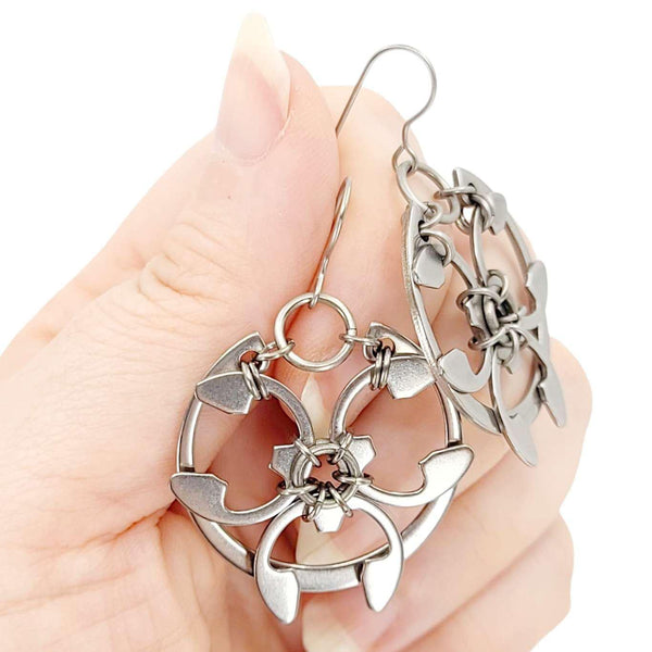 Earrings - Rose Window (Stainless Steel and Titanium) by Wraptillion