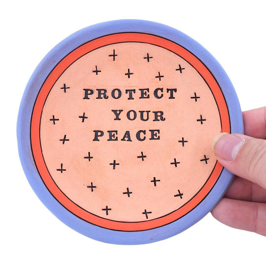 Ring Dish - 5in - Protect Your Peace (Peach) by Leslie Jenner Handmade