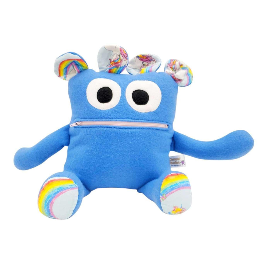 Plush - 14in - Large Chomper Buddy (Blue Rainbow Unicorn) by Peek A Boo Plush, image 1 of 7