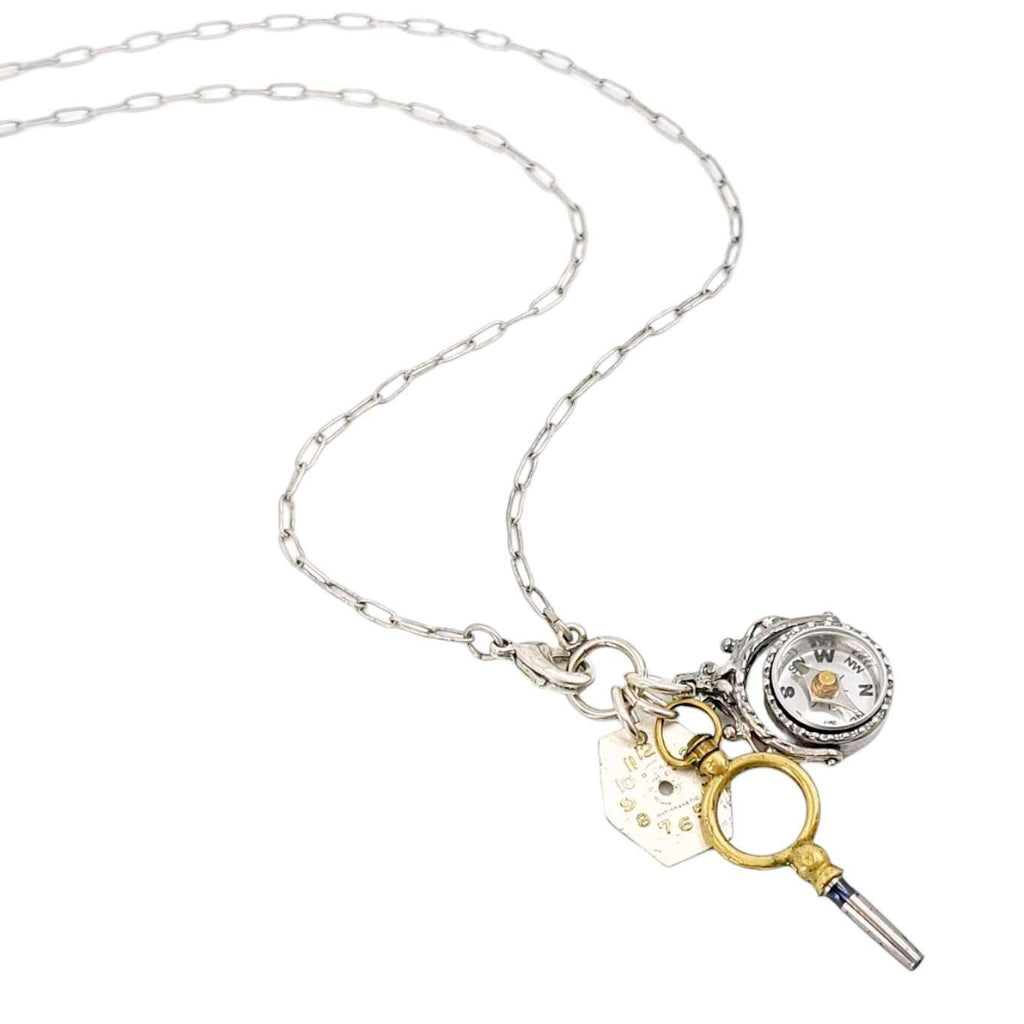 Necklace - Lost And Found - Compass (Sterling Silver) by Christine Stoll | Altered Relics