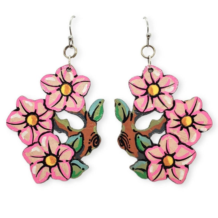 Earrings - Hanami Hand-painted Leather by Timmy Mays
