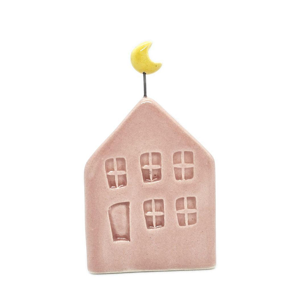 Tiny Pottery House - Light Pink with Moon by Tasha McKelvey