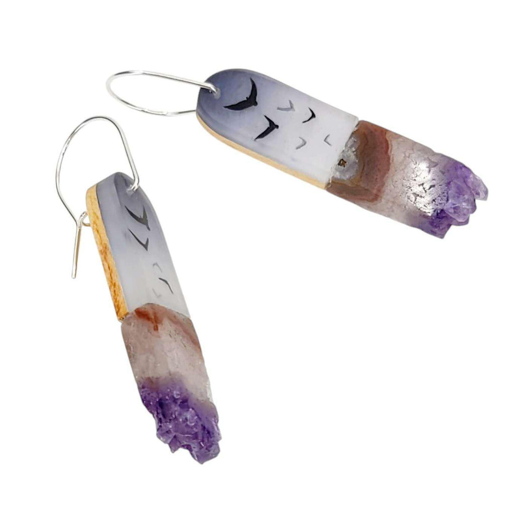 Earrings - Crystal Flock (Smoky Amethyst) by Fernworks