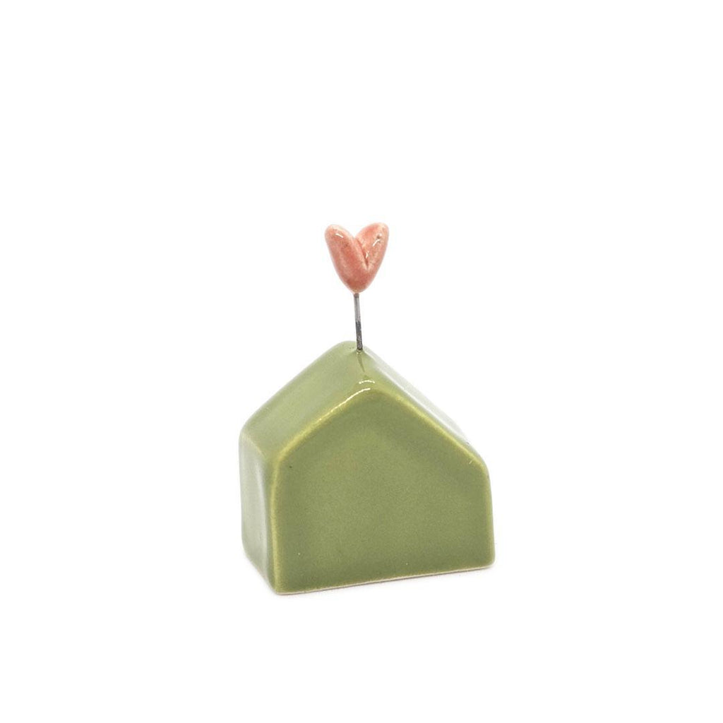 Tiny Pottery House - Grass Green with Heart (Assorted Colors) by Tasha McKelvey