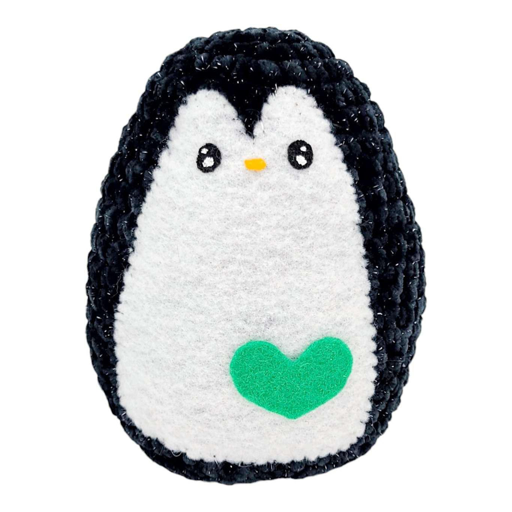 Plush Toy - Large Penguin (Black Sparkle with Green Heart) by Moyo Workshop