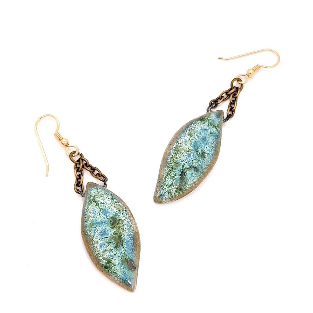 Earrings - Large Leaf Drops in Mystic by Dandy Jewelry