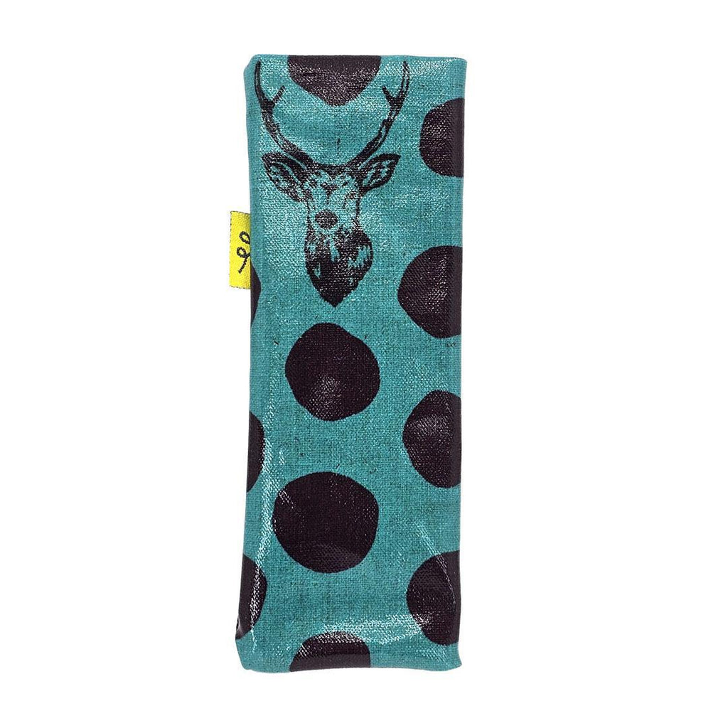Glasses Case - Slim - Dots and Deer in Glasses on Blue by Laarni and Tita