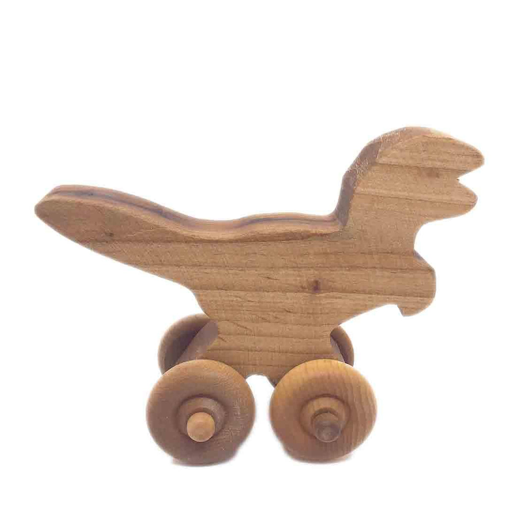 (30% Off) Wooden Toy - Velociraptor Dinosaur on Wheels by Baldwin Toy Co.