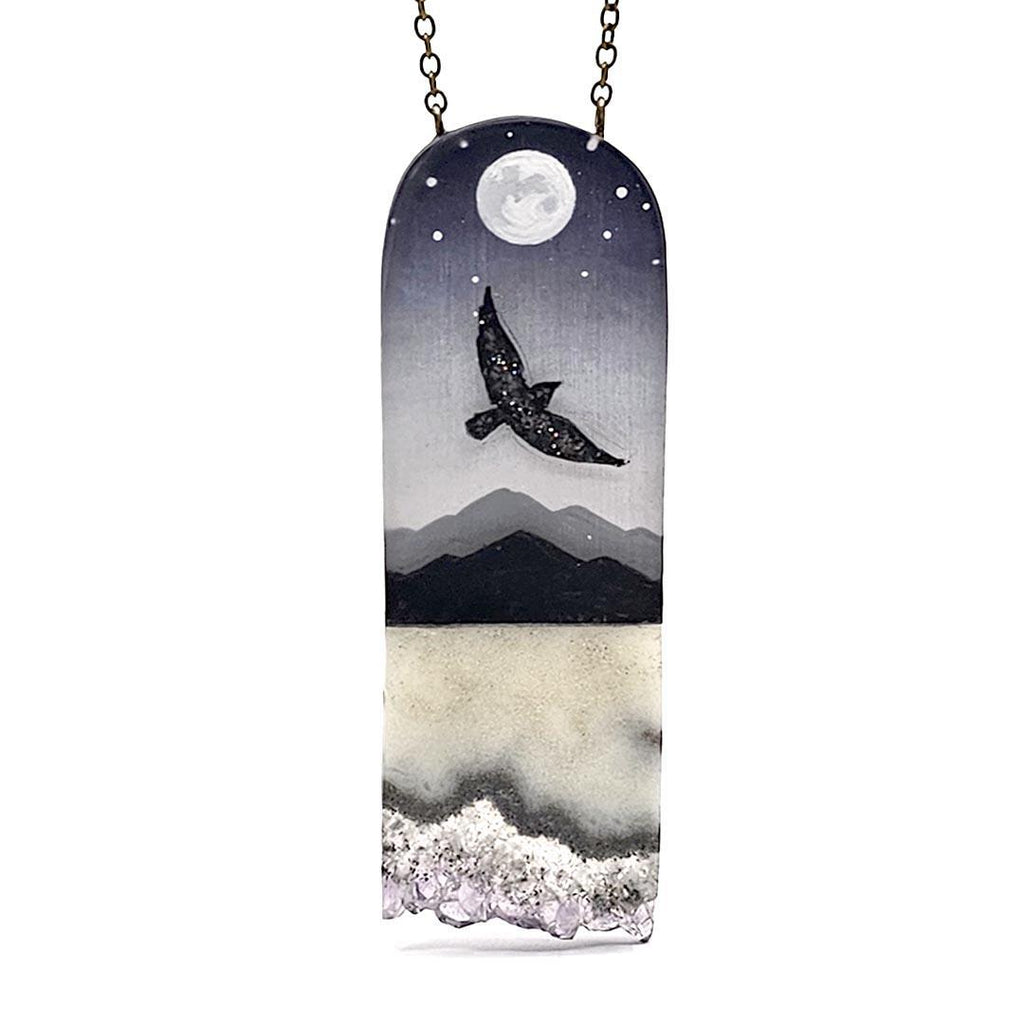 Necklace - Amethyst Messenger Flying Bird by Fernworks