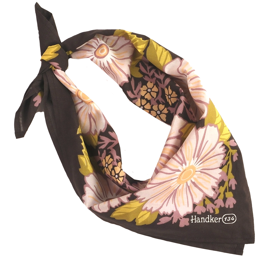 Bandana - Violet (Black Pink Floral) by Handker Bandanas