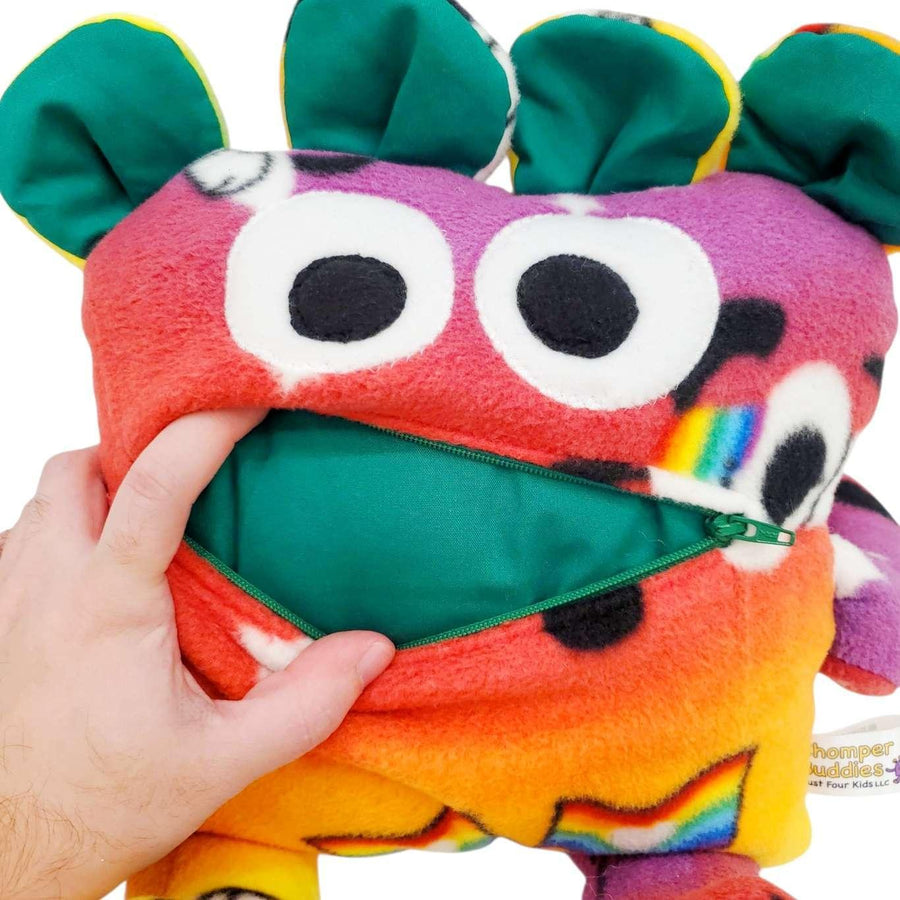 Plush - 14in - Large Chomper Buddy (Rainbow Flag Puppy Green) by Peek A Boo Plush, image 5 of 7