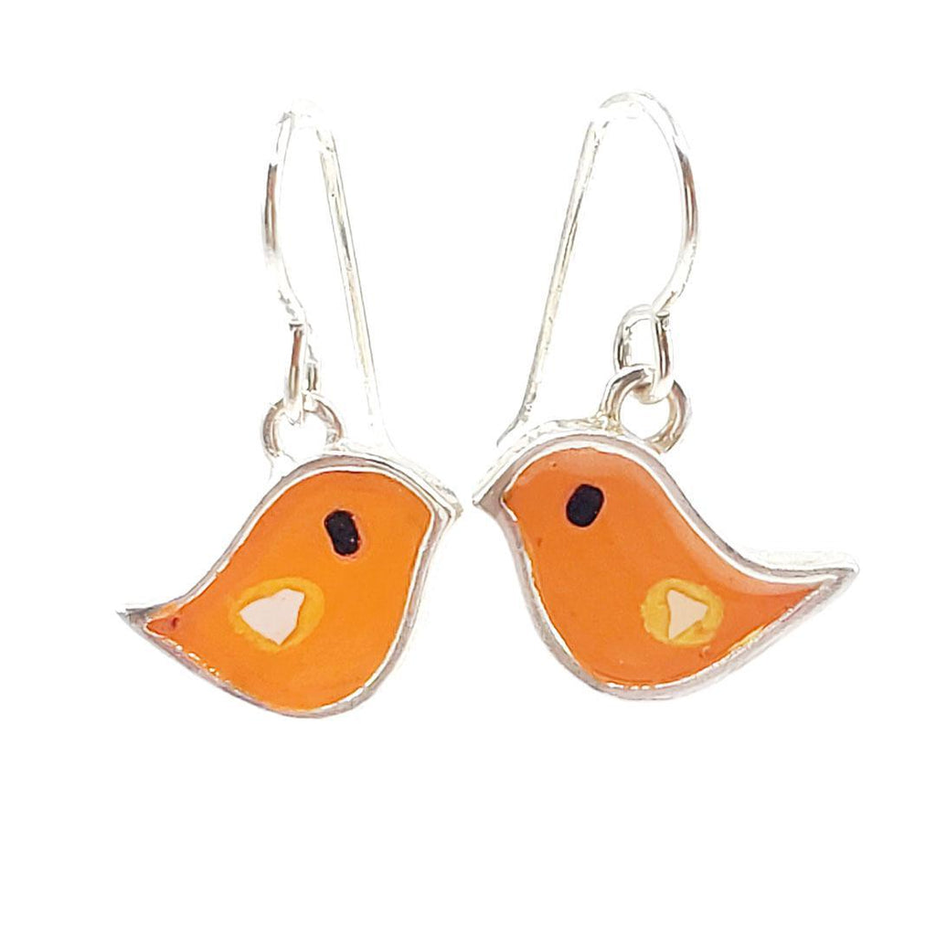 Earrings - Single Birds (Orange) by Happy Art Studio