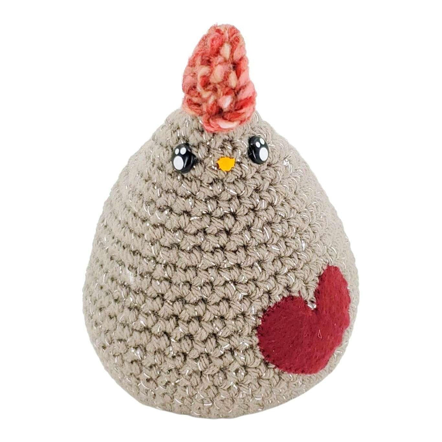 Plush Toy - Medium Chicken (Sparkle Brown with Dark Red Heart) by Moyo Workshop, image 3 of 7