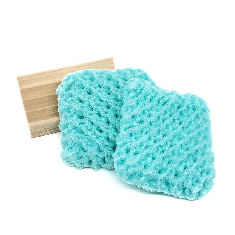 Scrubbies - Set of 2 with Wooden Dish (Aqua) by Dot and Army