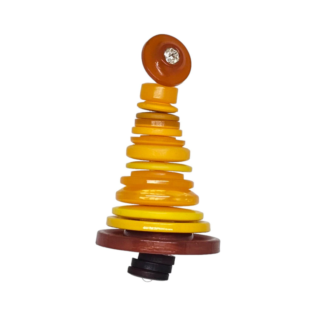 Ornament - Button Tree - Yellows (Amber Rhinestone Topper) by XV Studios
