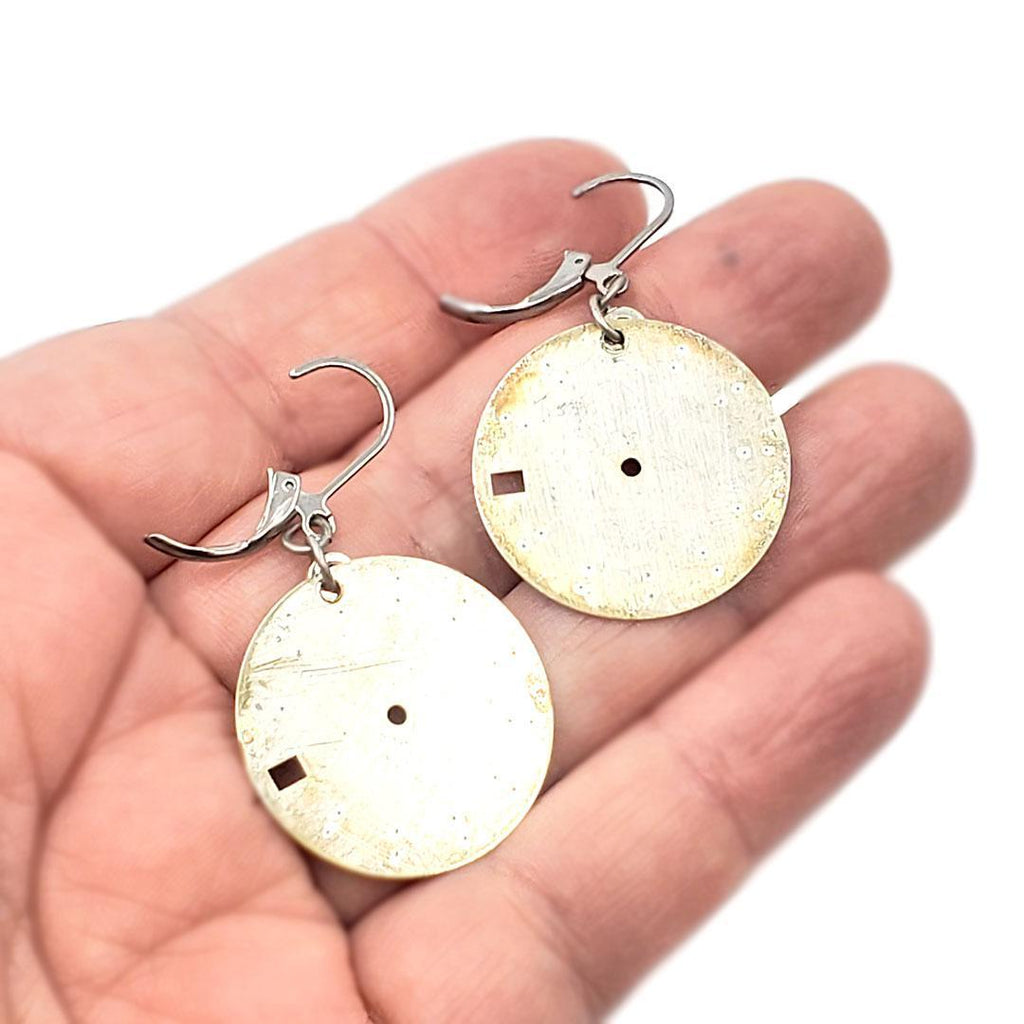 Earrings - Silver Cat Watch Dials by Christine Stoll Studio
