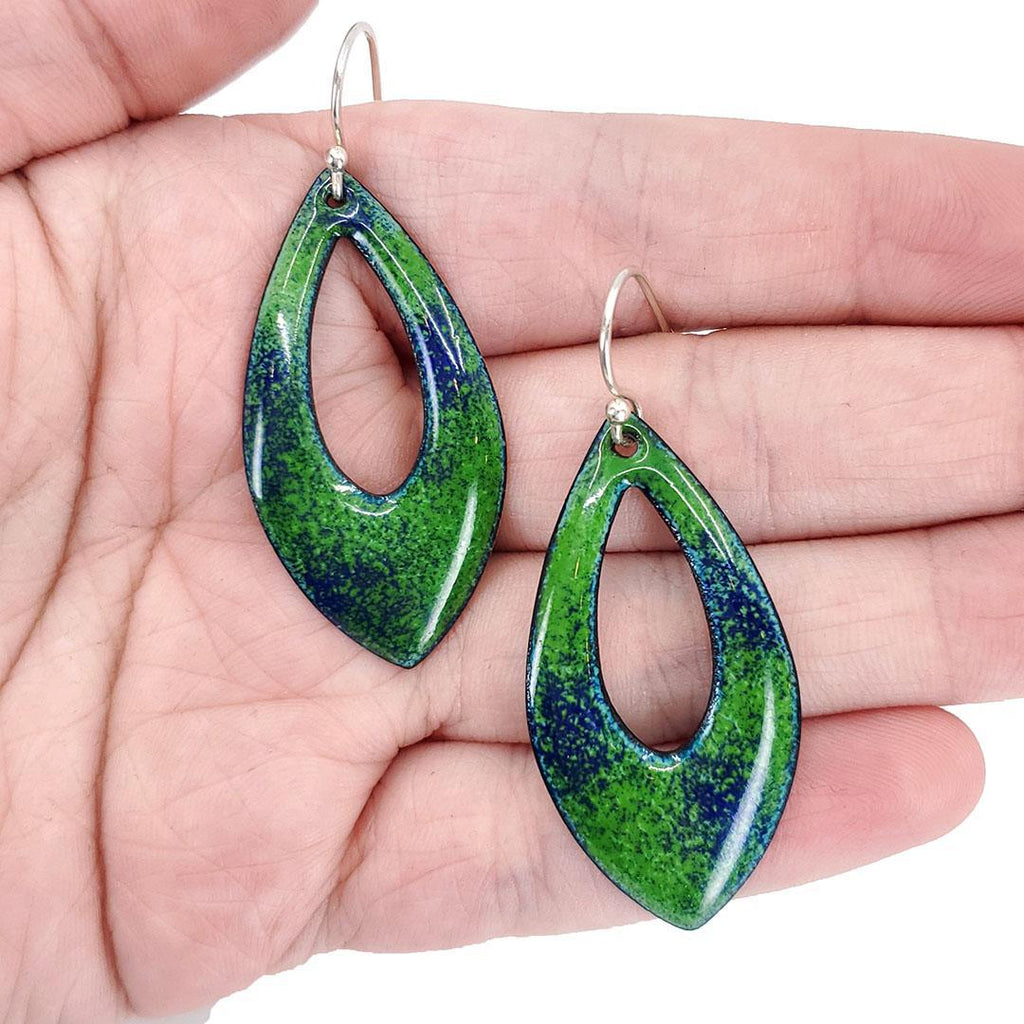 Earrings - Gradient Open Marquise (Green Blue) by Magpie Mouse Studios