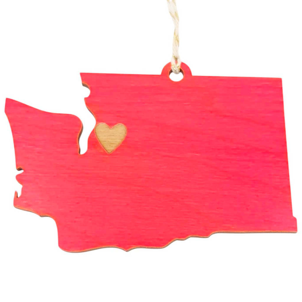 Ornaments - Large - WA State Heart Over Seattle (Assorted Colors) by SnowMade