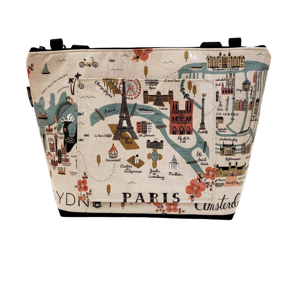 Lydia Tote - Travel Landmarks (Linen) - Reinforced by Laarni and Tita