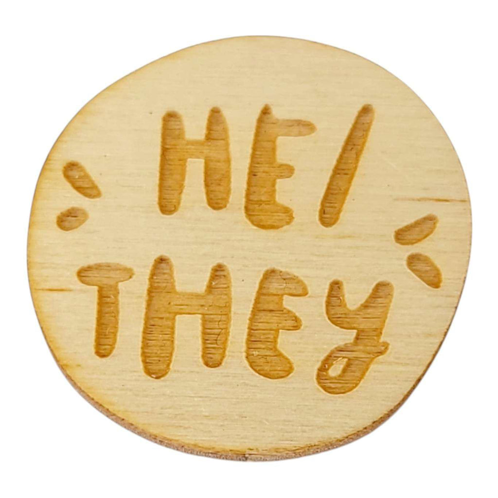 Pronoun Pins - He/They (Assorted Colors) by SnowMade