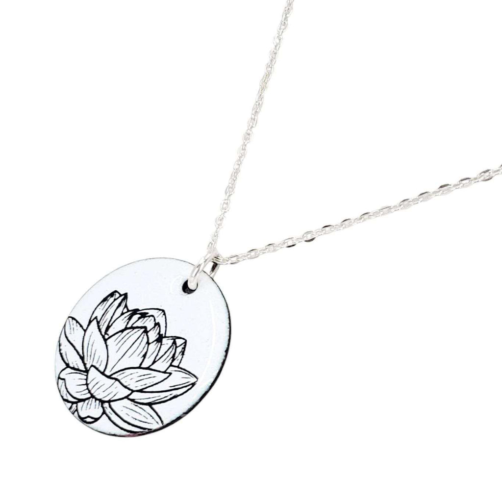 Necklace - Lotus Large Circle (White) by Magpie Mouse Studios