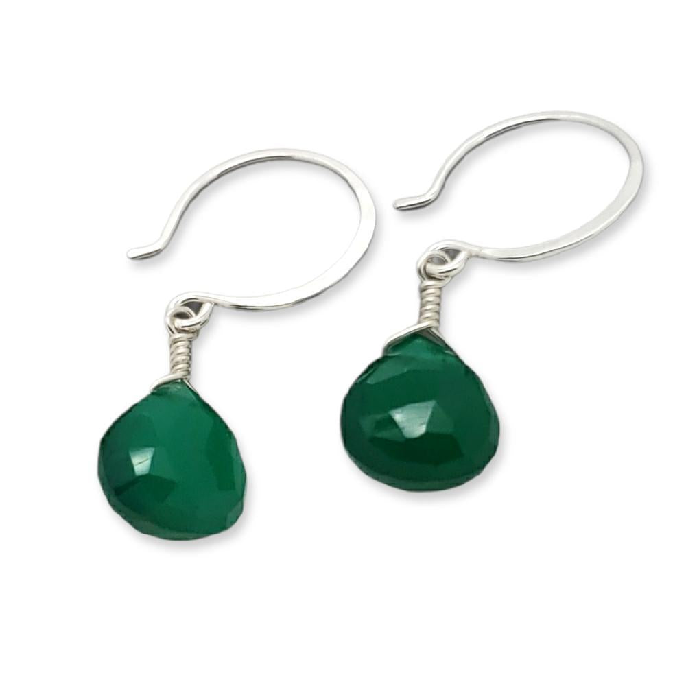 Earrings - Stunna Green Onyx Gemstone Drops Sterling by Foamy Wader