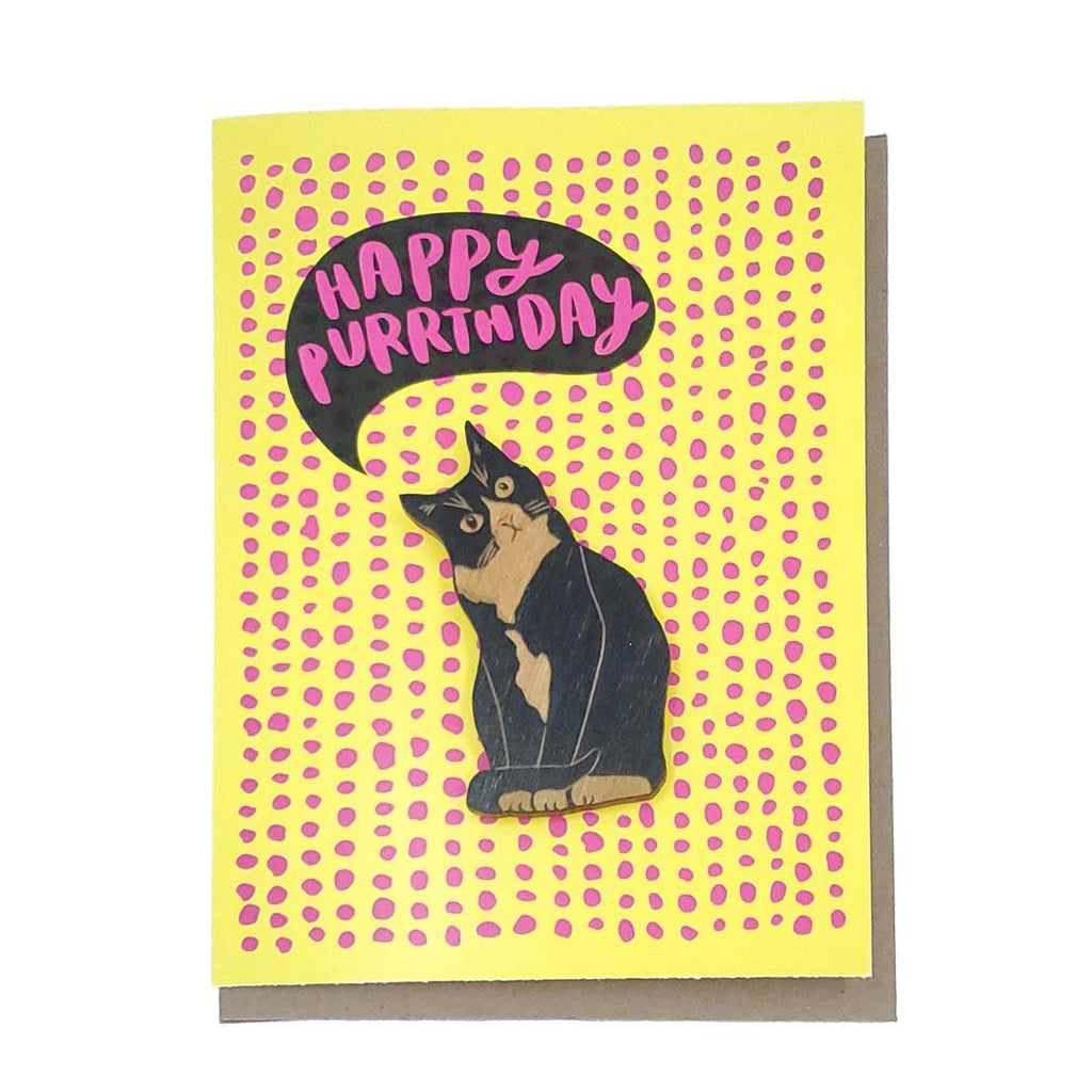 Magnet Card - Happy Purrthday Tuxedo Cat Card by SnowMade