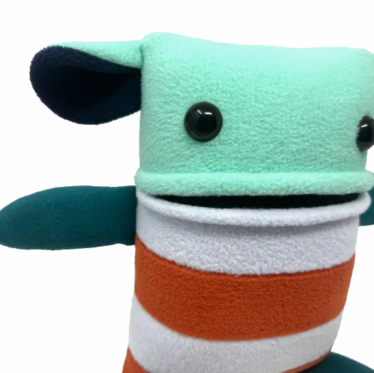 Squared Creature - Large Aqua with Rust Stripe Plush by Mr. Sogs