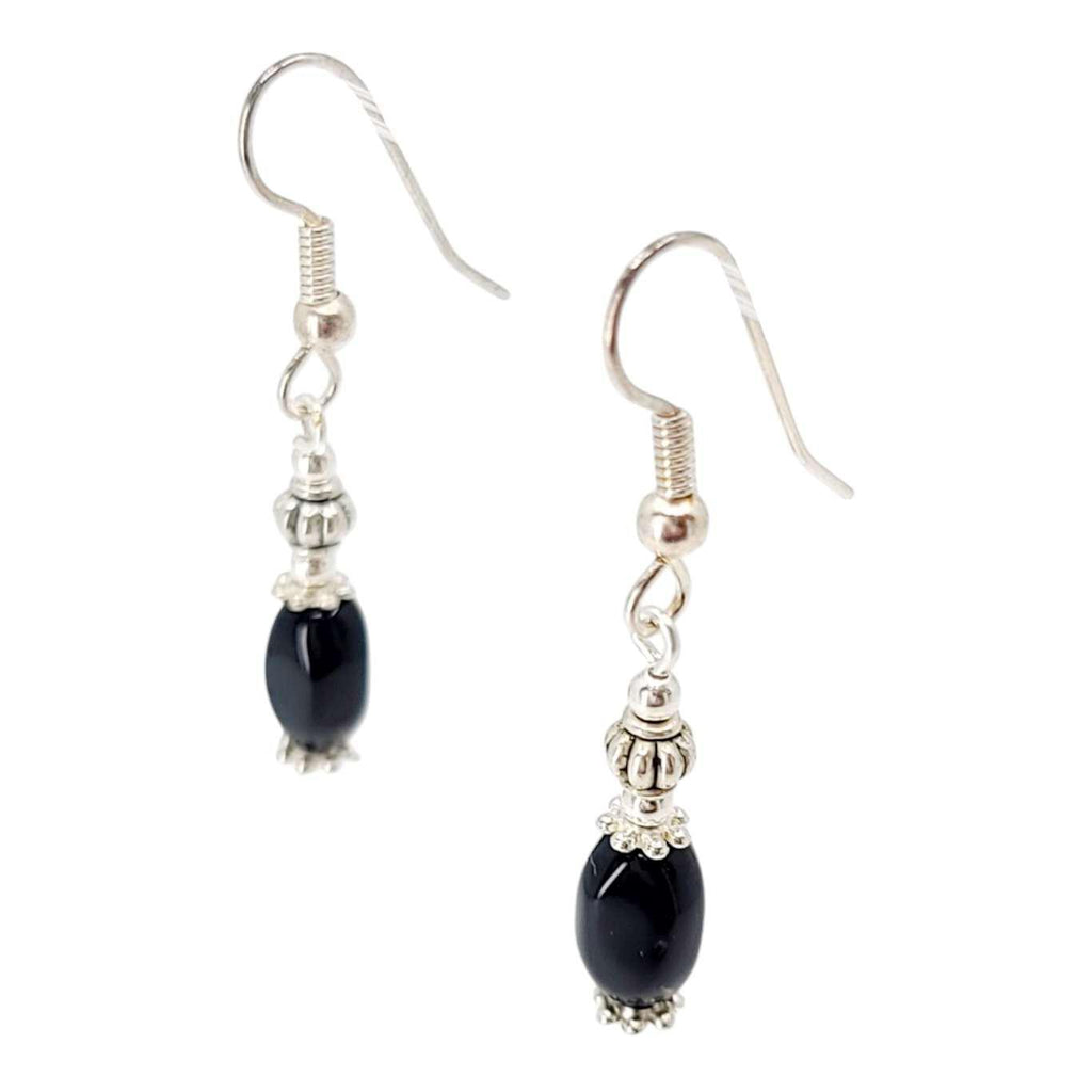 Earrings - Glass Bead Drops (Black) by Tiny Aloha