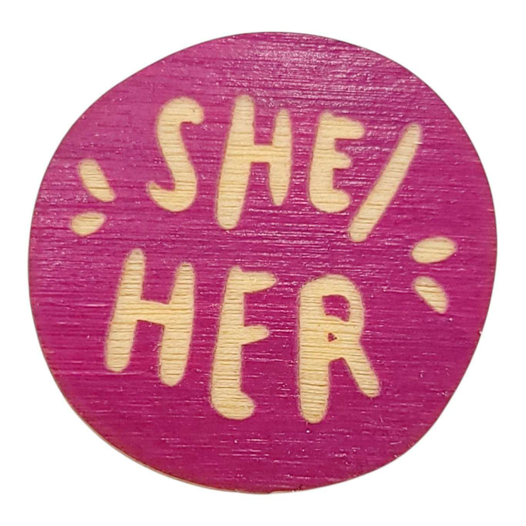 Pronoun Pins - She/Her (Assorted Colors) by SnowMade