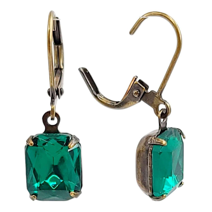Earrings - Greens - Brass Vintage Rhinestone Dangles (Assorted Styles) by Christine Stoll | Altered Relics