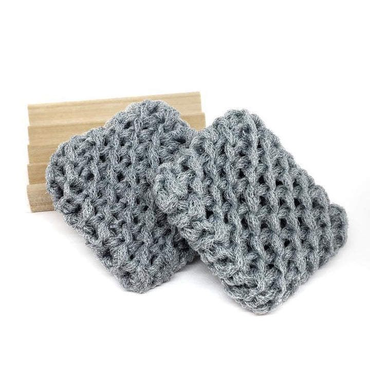 Scrubbies - Set of 2 with Wooden Dish (Grey) by Dot and Army