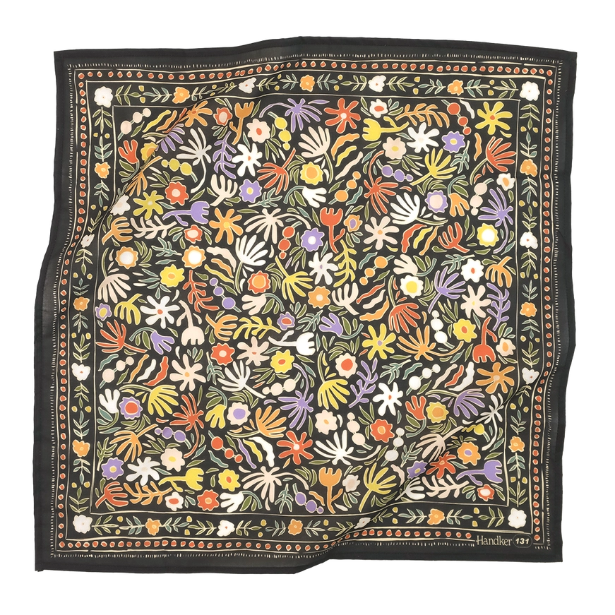 Bandana - Henri (Black Multi Floral) by Handker Bandanas