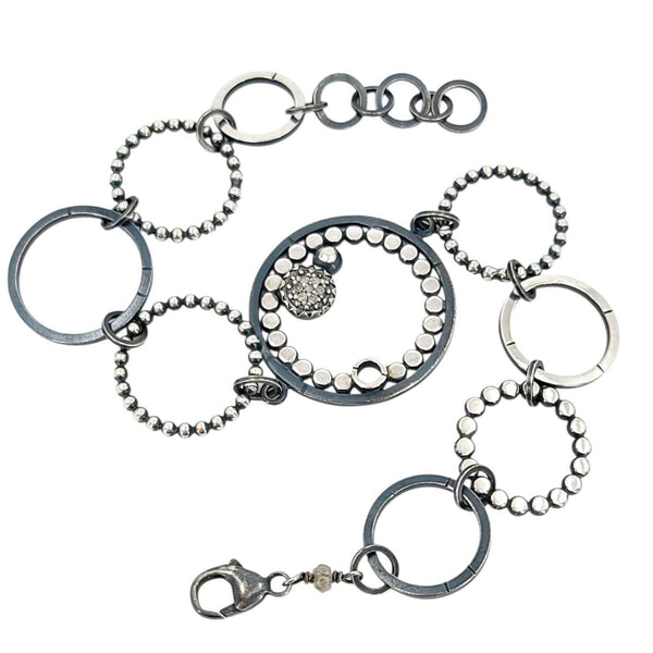 Bracelet - Multi-Circle with Pave Round OOAK (Sterling Silver, Diamond) by 314 Studio